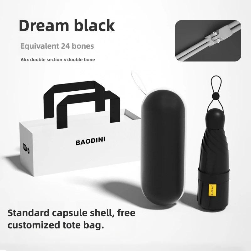 Mini-Damenregenschirm Kleiner Taschen-Fünffach-Sonnenschirm Sonnenschirme Sonnenschutz UV-Schutz Kapselschirm Sonnig und Regnerisch