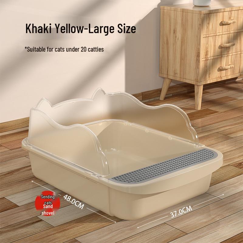 Compact Semi-Enclosed Cat Litter Box with Odor Proof Design