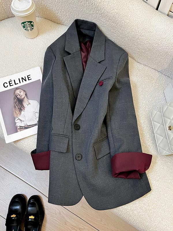 Повседневный блейзер свободного кроя, женский, весенне-осенний модный дизайн, приталенный блейзер для миниатюрных XL серый