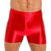 Men Glossy Mid Waist Shorts Elastic Waistband Short Leggings for Yoga Swimwear Sportswear Sleepwear
