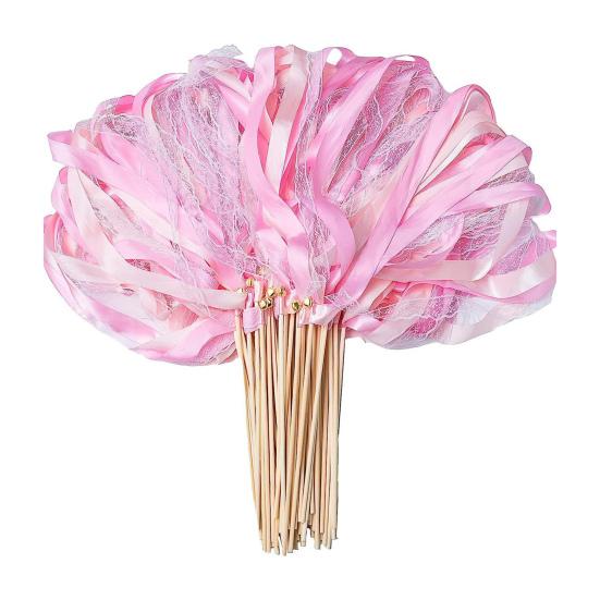 

2 шт. Чарівні палички з стрічками, дзвіночками та мереживним дизайном зі стрічок, подарунки для вечірок, палички для вечірок, декоративні шовкові палички, легкі, магічні подарунки для вечірок