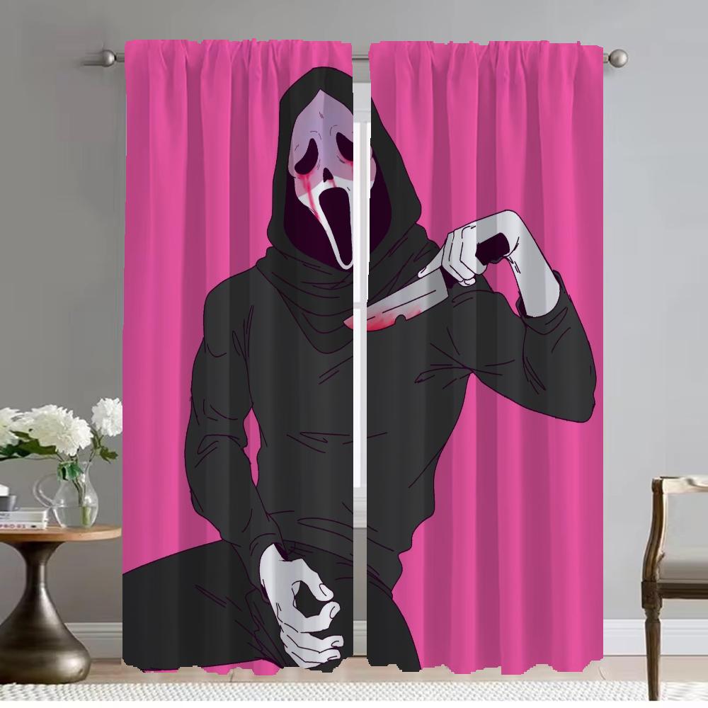 

Призрачное лицо Современные шторы для гостиной 2 штуки Перегородки Шторы Занавеска для окна для комнаты 2 панели Тюль для спальни кухни Камера W50xH70cmx2pcs-CL