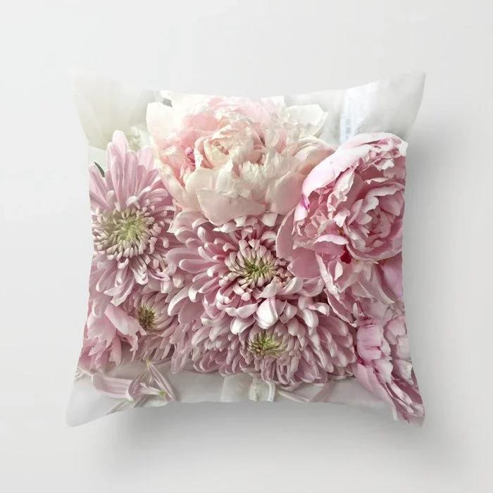 Rose Flowers Polyester Cushion Cover  Nordic Style Home Decoration Throw Pillow For Sofa Bed Car Pillow Case