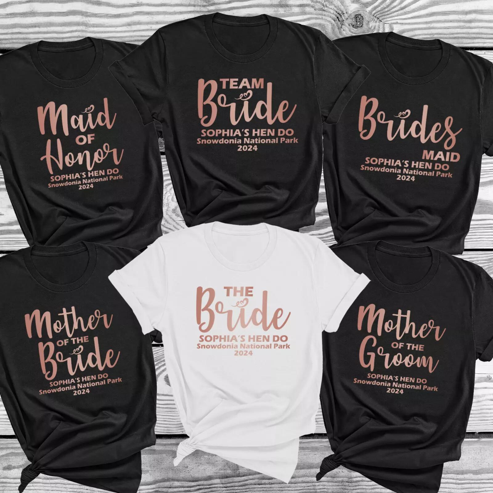 Personalised Hen Do Party Stag Do Team Bride Wedding Unisex Womens 100% Cotton T-shirt Mens Tees Top L