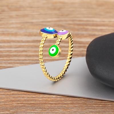 

Nidin Lucky Shiny Zircon Fatima Hamsa Evil Eye Rings For Women Open Adjustable Gold Plated Turkish Trendy Wedding Party Jewelry зелений