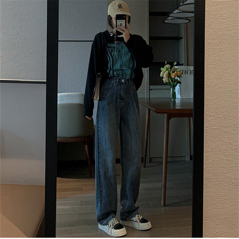 2022 Fashion Trend Casual Straight Leg JeansFor Women High Waist Korean stytle Denim Pants Baggy Pants comfortable Trousers
