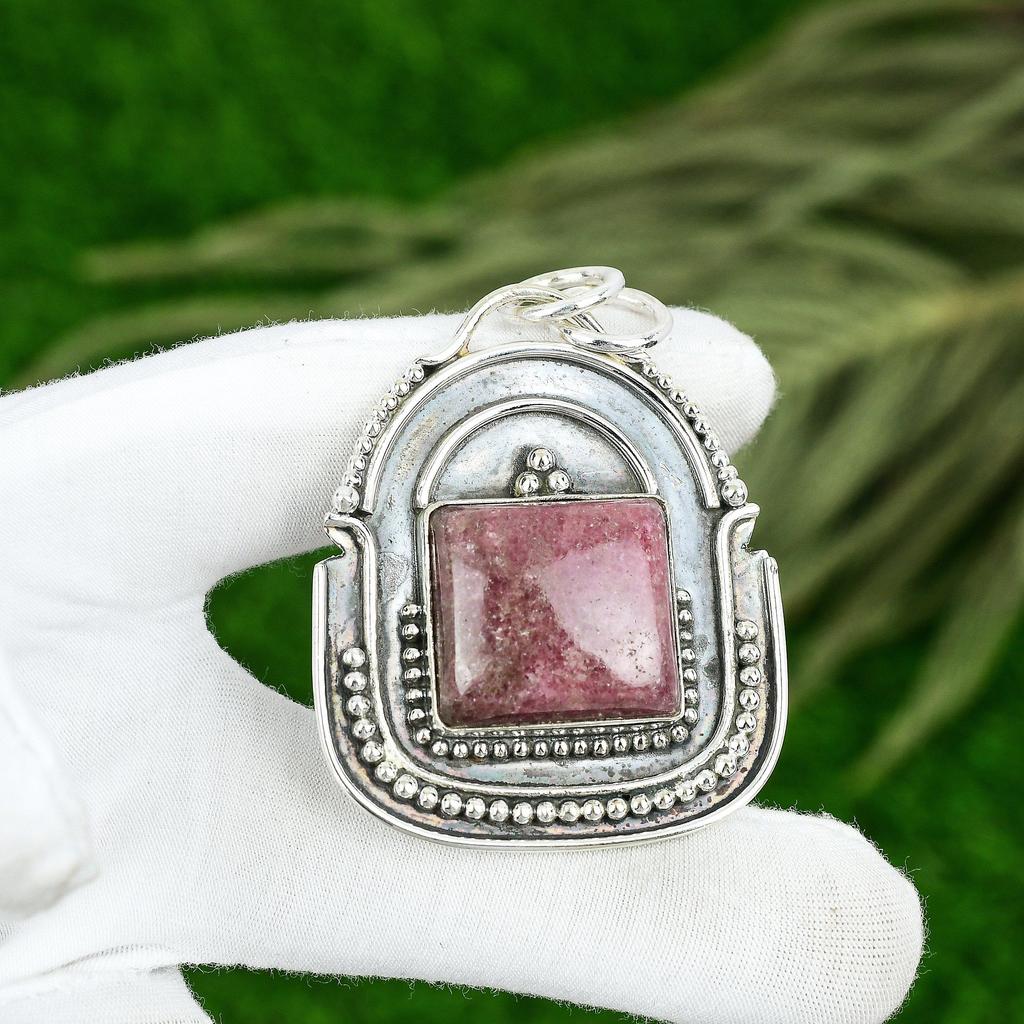 Freundschaftstag Sale 925 Silber Rhodonit Edelstein Lünette Mutter Anhänger Schmuck