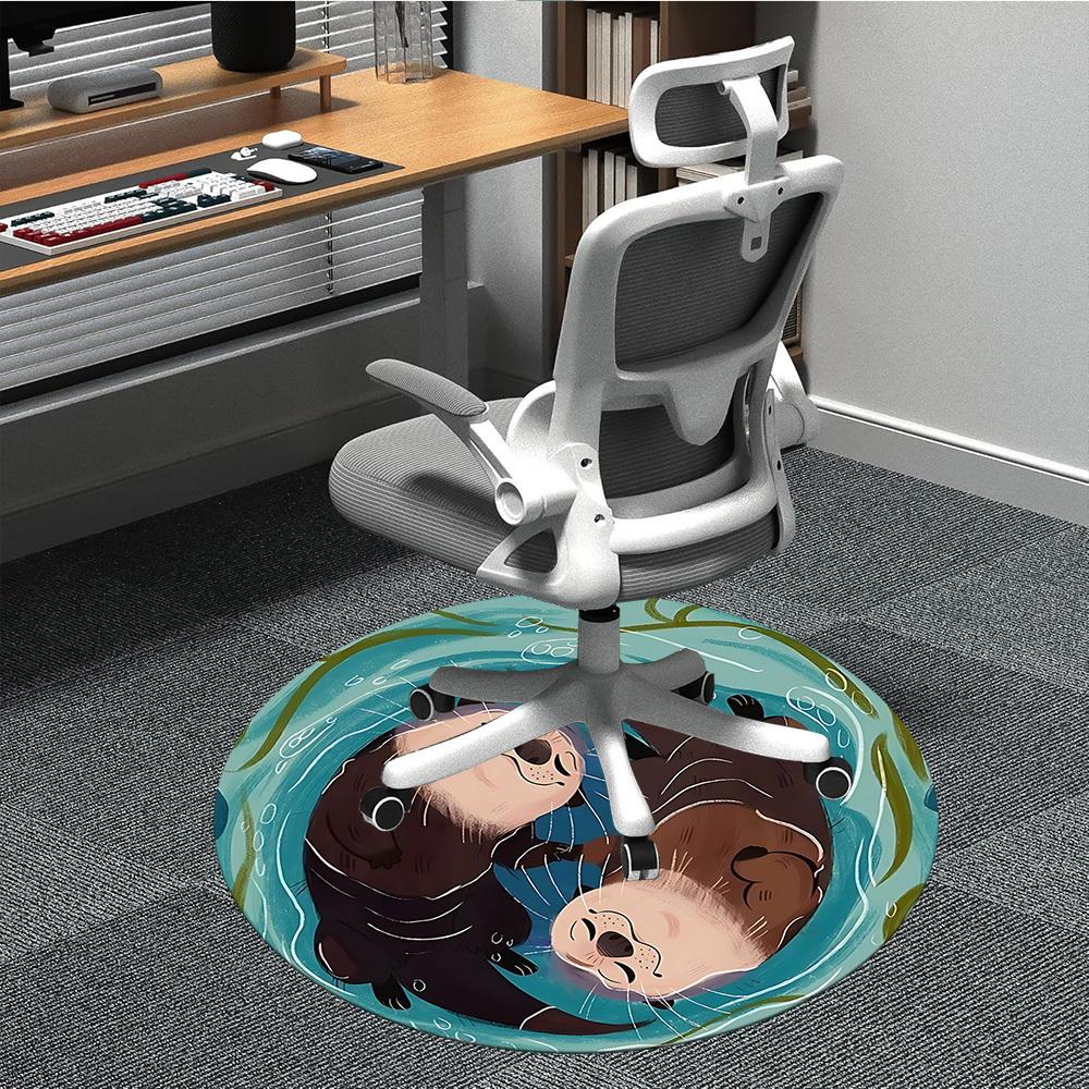 

1pc Otters Water Office Round Area Rug, Indoor Mat Suitable For Office, Under Office Chairs Bedroom Living Room Home Decor, Room Deco 031 80cm by 80cm