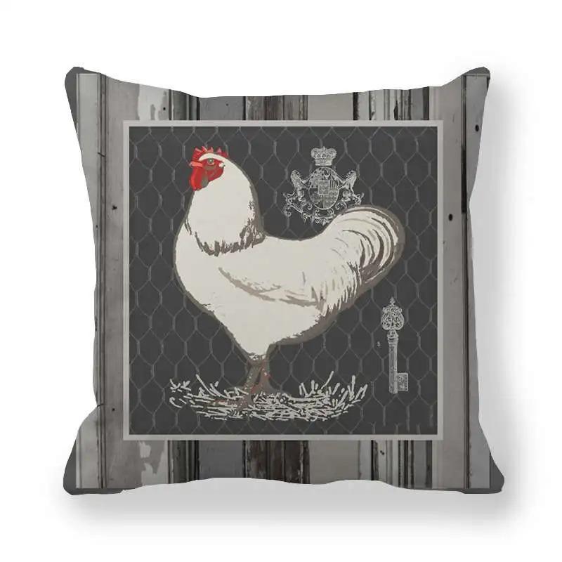Hen and Rooster Print Pillowcase Office Living Room Car Ornaments Home Pillowcase