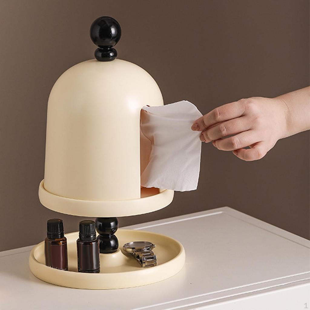 Facial Napkin Box Paper Dispenser with Pallet Freestanding Tissue Case Storage for