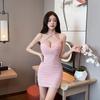 Schlankmachender Neckholder-Bodycon-Minirock mit Raffung - Sexy, Taillenbetonend, Rückenfrei, Nachtclub-Stil