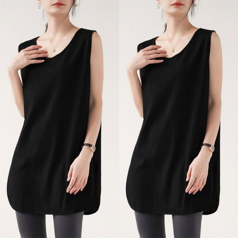 Elegant Fashion Harajuku Slim Fit Women's Clothing Loose Casual Sweat Sport All Match Tops Women Solid V Neck Sleeveless Tanks