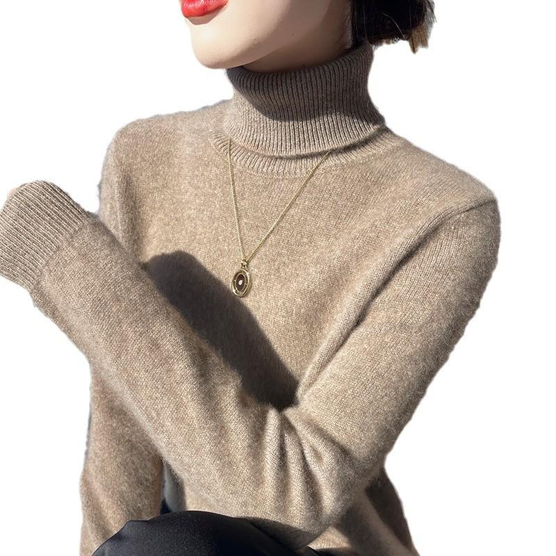 High-End Cashmere Women's Slim-Fit Turtleneck Sweater – Thickened for Autumn/Winter