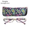 New Fashion Women Flower Print Resin Reading Glasses Spring Hinge Rectangular Presbyopic +1.0~+4.0 with Pouch