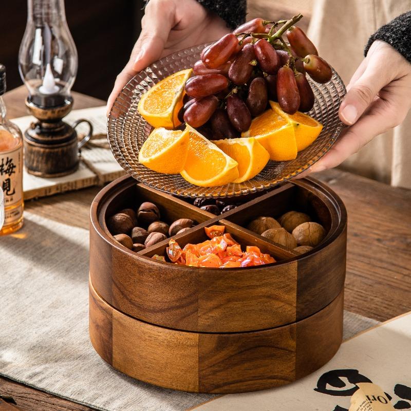 1 Stück Massivholz Chinesische Nuss-Snack-Aufbewahrungsbox Haushalt Melonenkerne Box Hochzeit Wohnzimmer Couchtisch Kreativ