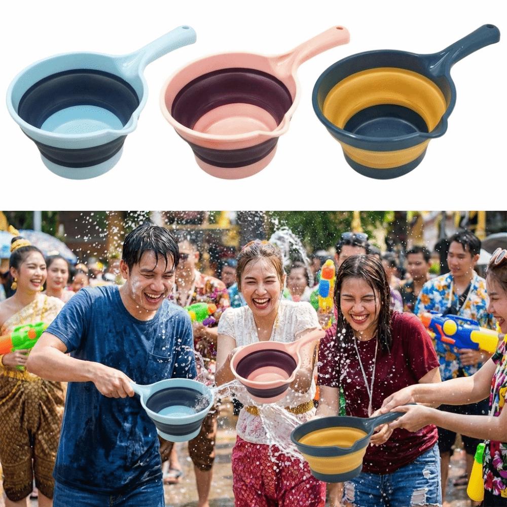 Creative Folding Water Scoop Long Handle Suspensible Kitchen Water Ladle Portable Thickened Fruit Washing Scoop Water Park