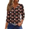 3/4 Ärmel Damen Tops Halloween Print Vintage Mode Lässig Locker Mit V-Ausschnitt Übergröße Shirts