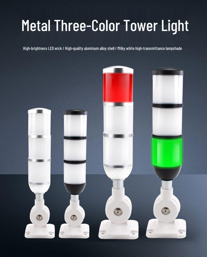Nancy 24V LED Metal Tower Alarm: 50mm Three-Color Light with Sound for Machine Tools