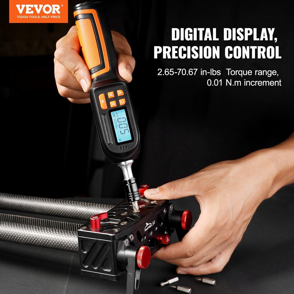 Digital Torque Screwdriver, 1/4" Drive Screwdriver Torque Wrench, Electrician Torque Screwdriver with LCD, 2.65-70.67 In-lbs Torque Range, 0.01 N.m