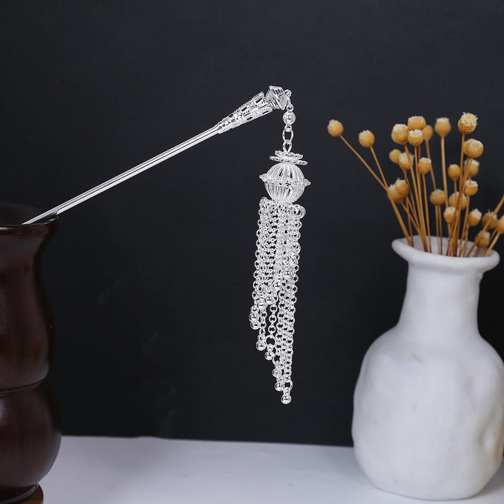 New Chinese Style National Tide Hairpin Minority Wind Hanfu Court Shaking Turquoise Hollow Flowers Tassel Hairpin