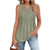 Women's Fashionable V-neck Loose Casual Pleated Sleeveless Vest Top