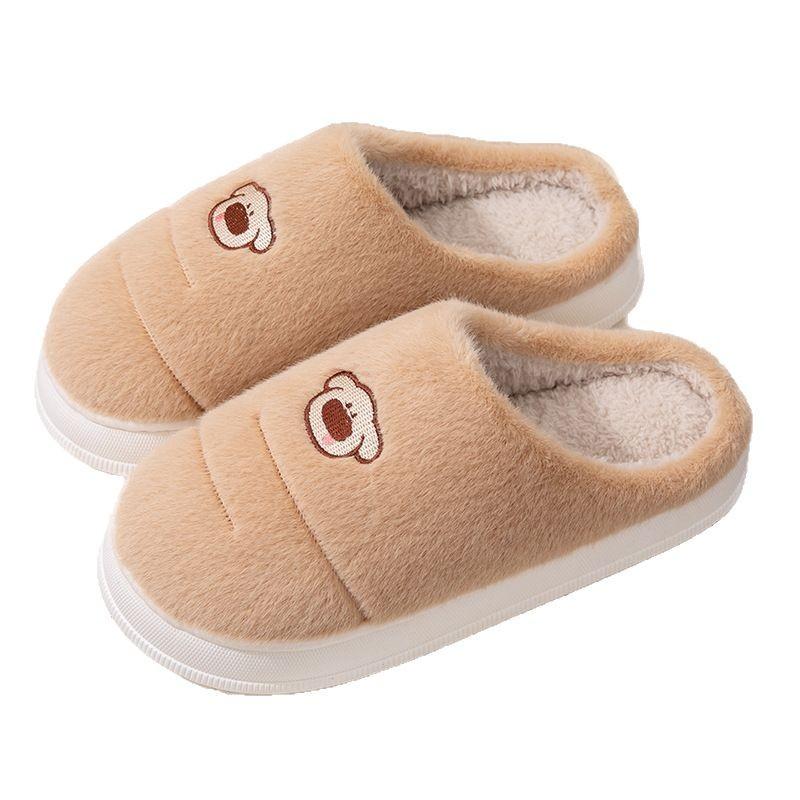 Women's cotton slippers, warm in autumn and winter, home use, couple thick bottom non-slip, men's comfortable foot warm fluffy slippers