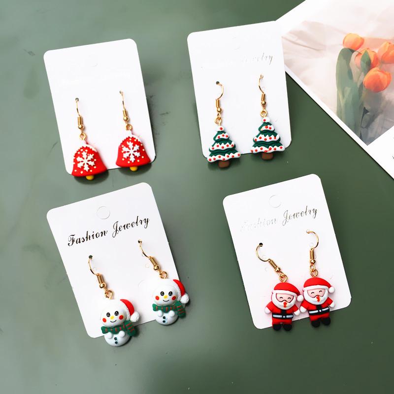2025 new Fashion Lovely Stud Earrings Family Christmas Tree Snowman Santa Claus Elk Cartilage Earring New Years Gift Jewerly