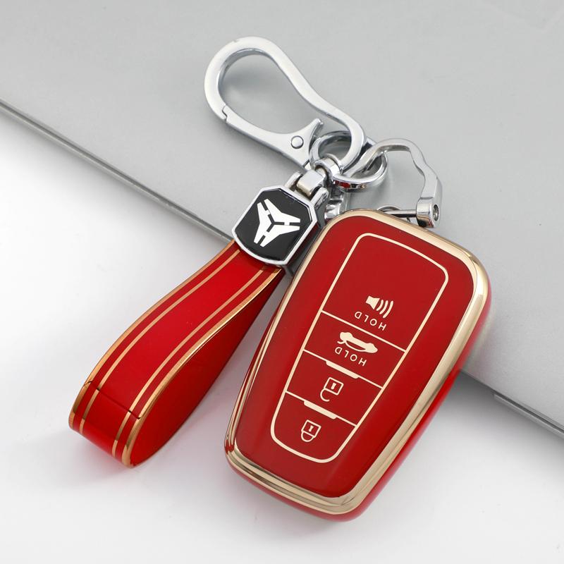 4 Buttons TPU Car Key Case Cover Fob for Toyota Camry CHR Corolla RAV4 Avalon Land Cruiser Prado Prius 2017 - 2022 Keychain