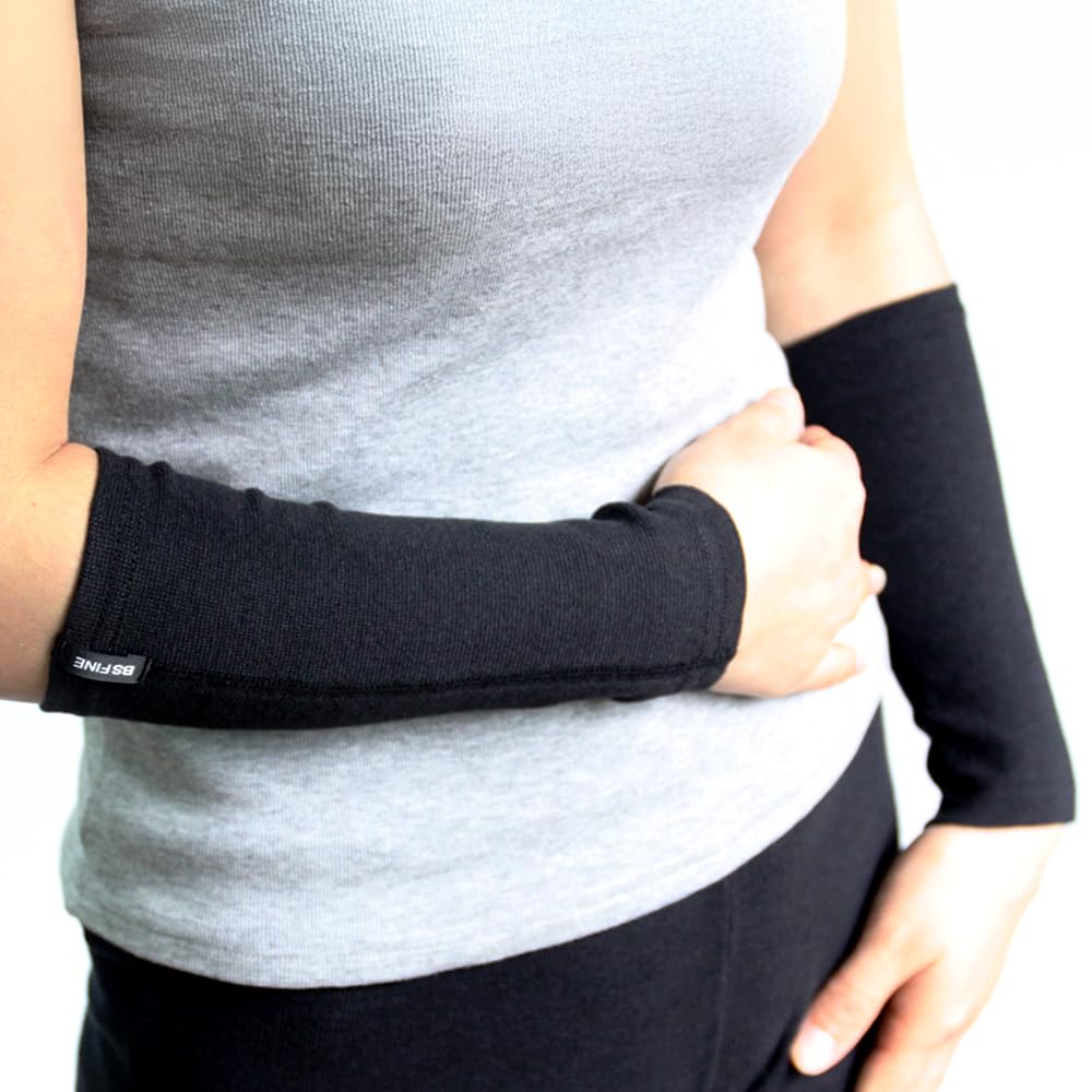 BS Fine Stone Arm Covers for Wrists and and Fits Both Made In BA0120 Free "Wearable Bath" Arms Thin, Lightweight, Non-Steamy, Hands. Japan. Black.