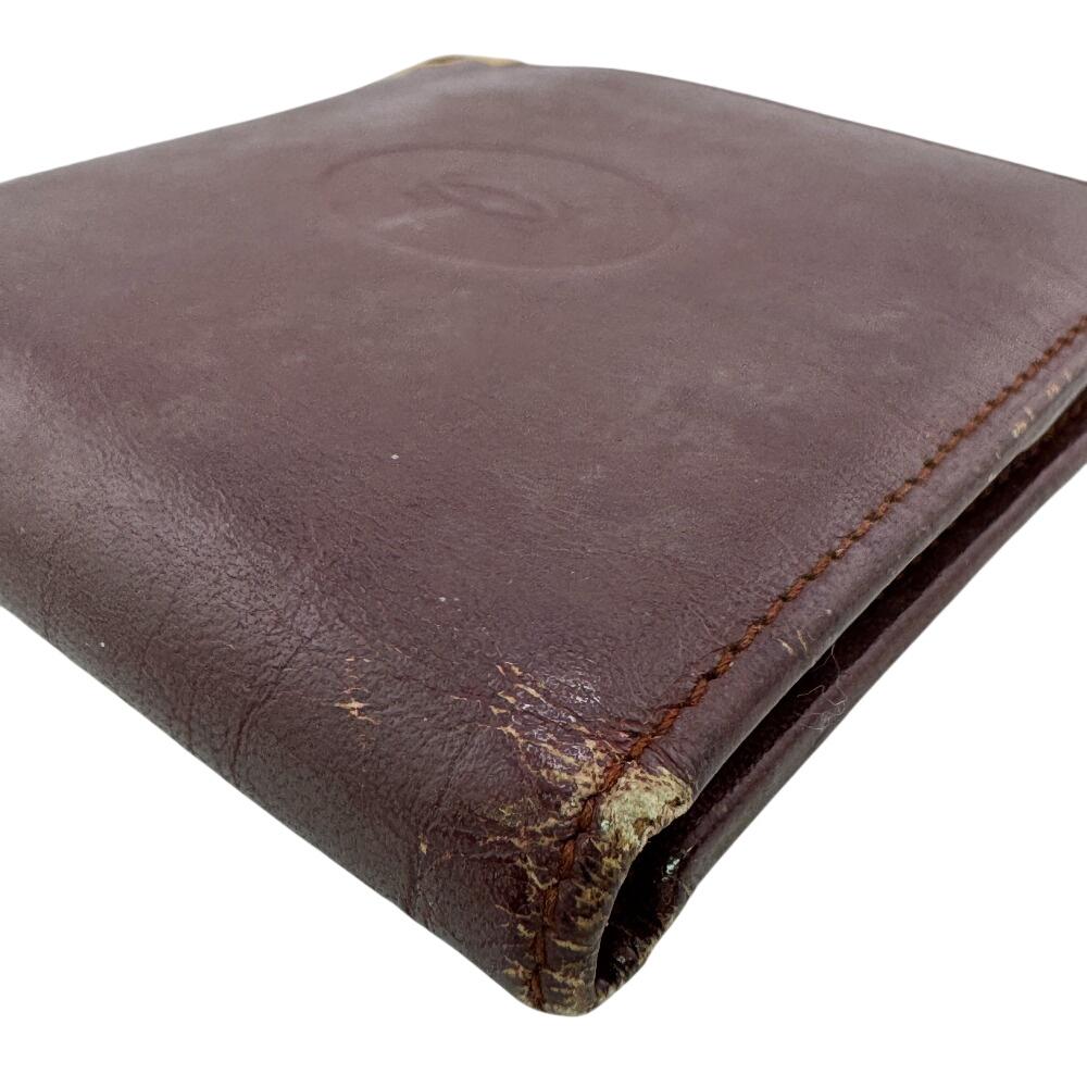 Cartier Ražené logo kožená peněženka Must Line Bifold Červená kůže Dámská Použitá