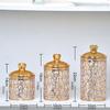 3 Pieces Gold Foil Candy Storage Container Clear PET Jars With Airtight Lids For Kitchen Pantries Organization