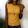 Ärmelloses Damen-Tanktop mit Rundhalsausschnitt, figurbetont, Basic, weich, dehnbar, Pullover, lässiges einfarbiges Shirt für den täglichen Gebrauch, zum Schichten