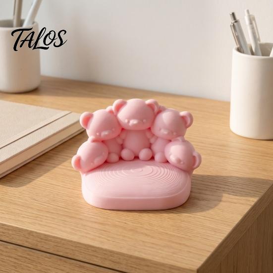 Creative Cell Phone Stand Five Little Bears Hugging Stand, 3D Printed Cute Gift for Friends Figurine Ornament, Decorative Sculpture Home Office