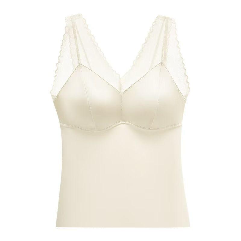 Women Lightweight Satin Shaping Slimming Camisole Built In Bra Layering Underwear
