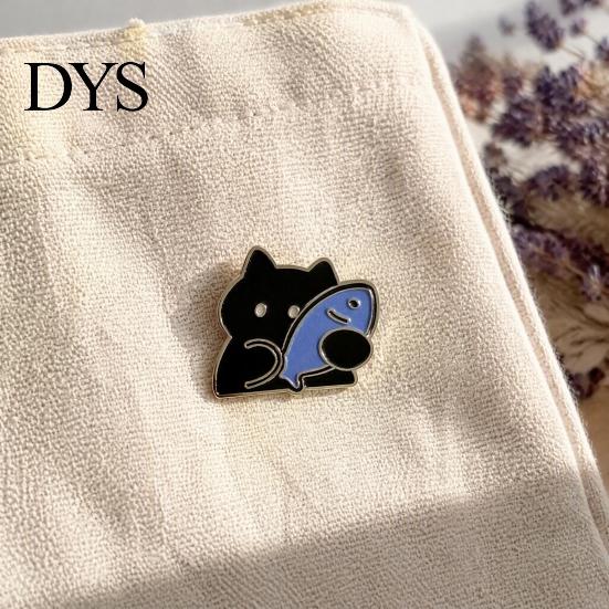 Zinc Alloy Clothing Accessory Holding Fish Cartoon Cat Brooch, Enamel Kitten Badge Pin, Pin Animal Accessories for Backpacks Hats Scarves Jackets