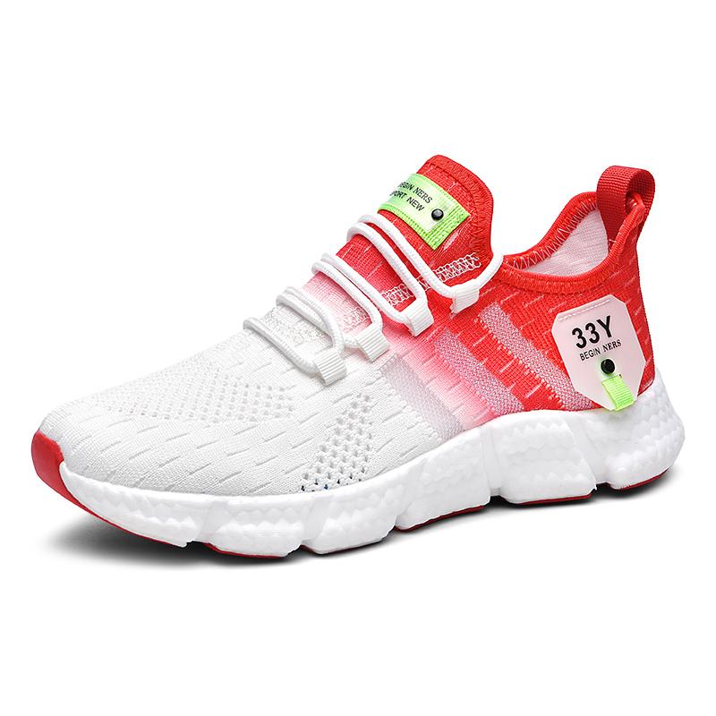 

Мужские и женские кроссовки, легкие дышащие кроссовки для бега, повседневные кроссовки для пары 45 белый/красный