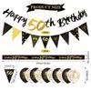 Birthday Balloons Set Black Gold Latex and Confettied Balloons Flags Banners for Men Party Decorations
