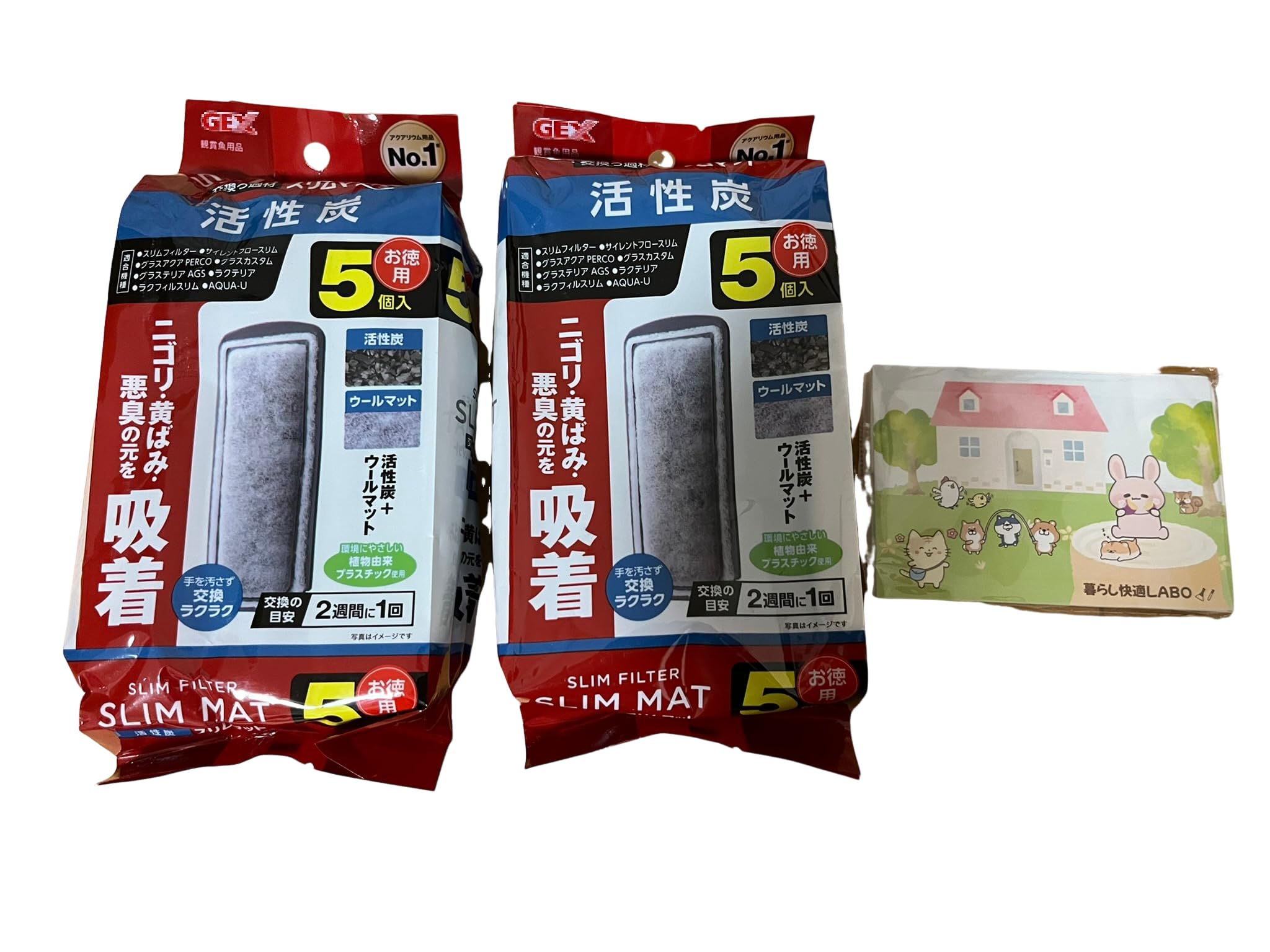 

Bulk Purchase: Activated Carbon Slim Mat Replacement Filter, 5 Filters per Pack x 2 Bags + Comfortable Living LABO Original Pocket Tissues
