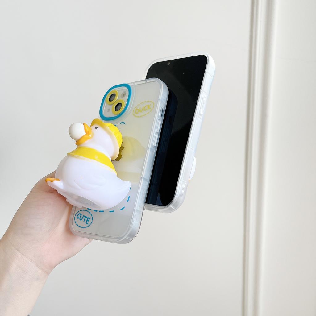 Free Shipping Cute 3D Duck Stress Relief Fancy Mobile Phone case for iPhone 16 15 14 13 Pro Max Soft Bumper Cover Promotion