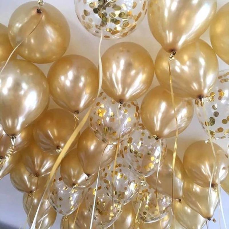 20pcs Gold Confetti Balloons Set Metallic Chrome Ballon Birthday Party Wedding Decoration Anniversary Baby Shower Balloon