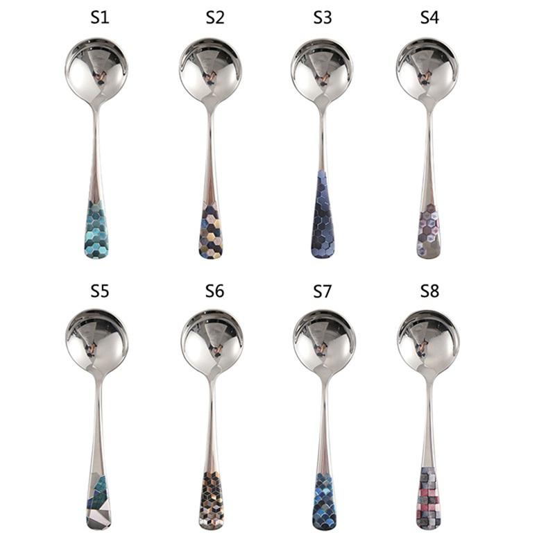 15cm Stainless Steel Long Handle Spoons Kitchen Cooking Utensil Tool Thickened Strong Soup Spoon Teaspoon For Kitchen Tableware