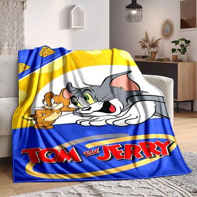 1pc Tom Jerry Flannel Throw Blanket - Lightweight Soft Warm All-Season Blanket for Sofa, Bed, Travel, Camping L1029129
