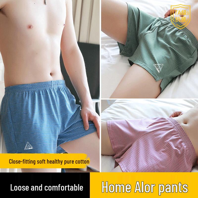 LANGSHA Men's Pure Cotton Antibacterial Boxer Shorts 3-Pack