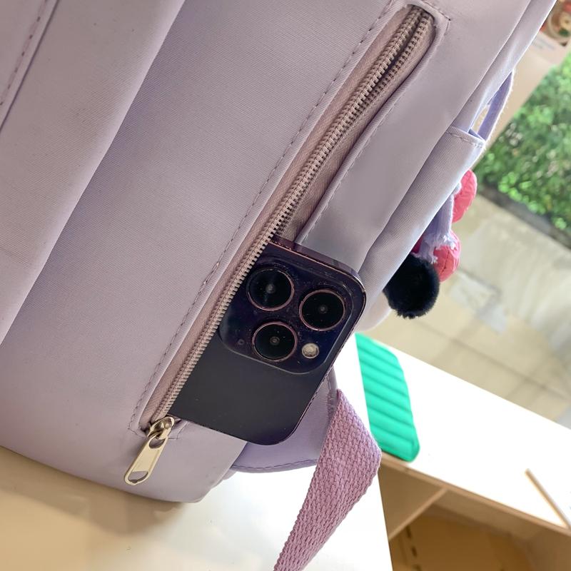 Large Capacity Student Bag Solid Color Women's Bow Backpack for Girls Computer Bag