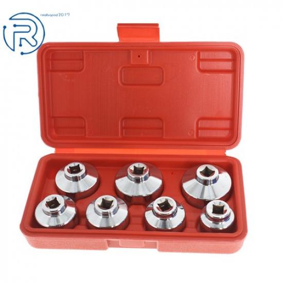 7 Pieces 3/8 Paper Cartridge Housing Oil Filter Cap Wrench Socket Set Tool Kit
