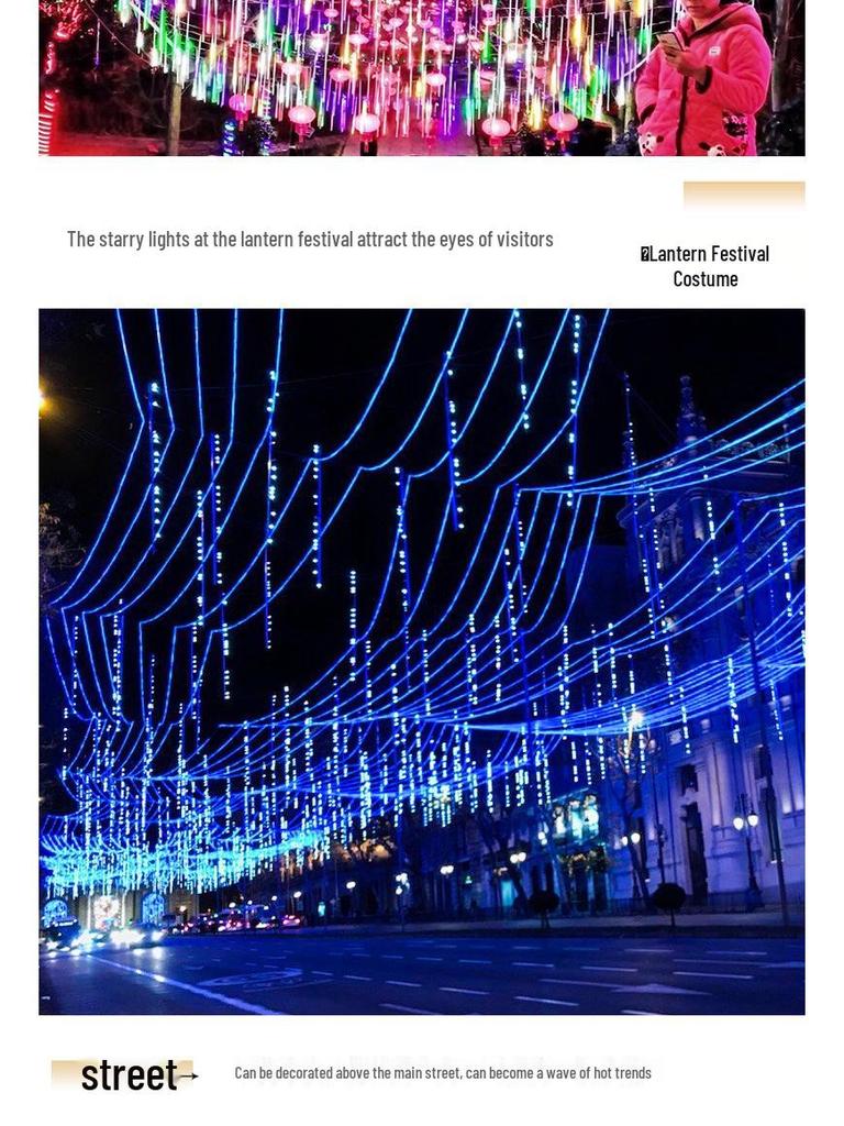 Waterproof Solar Meteor Shower String Lights for Outdoor Festival & Tree Decoration