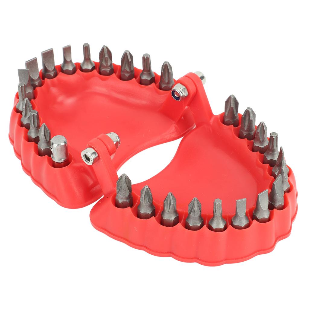 Denture Drill Bit Holder Denture Screwdriver Organizer 3D Sculpture Desk Decor 28 Holes Red With Bits