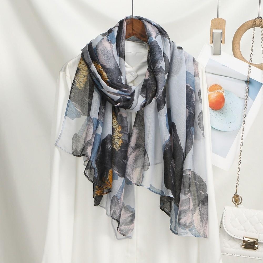 

Light Weight Watercolor Printed Shawl Hijabs Soft Breathable Headscarf Women Scarf Silk Scarves new Scarf &Wrap