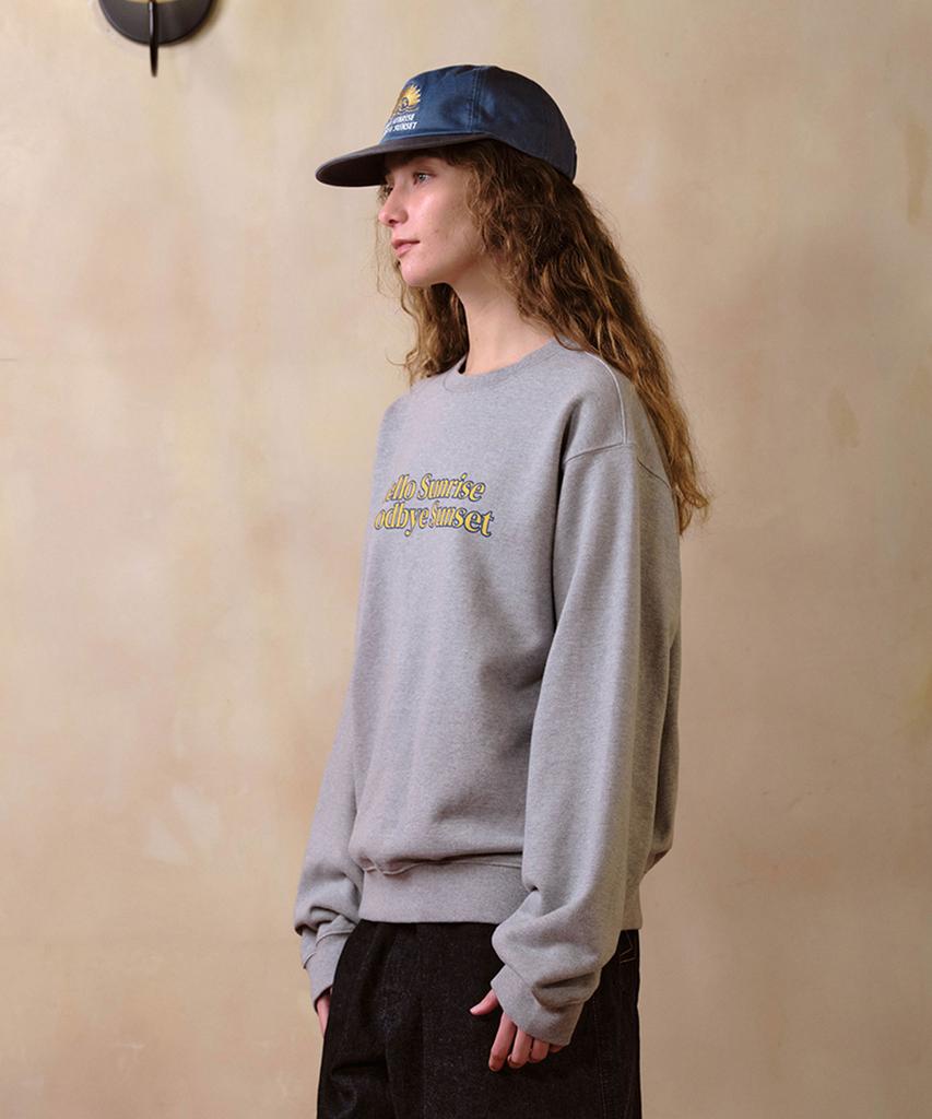 HELLO SUNRISE Classic Typo Logo Sweatshirt_Melange Gray