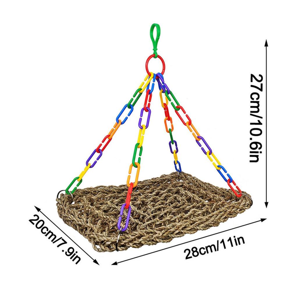 Hammock Parrot Swing Straw Rope Bird Perch Cage Hanging Toy for Parrot Lounger Chewable Accessories